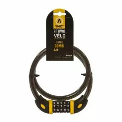 Catenaccio Per Cavo Antifurto Auvray Combi 5 Cifre 65 Cm Nero Giallo